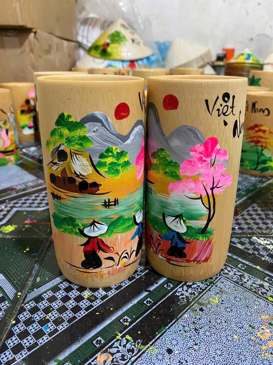 CỐC TRE VẼ NGHỆ THUẬT